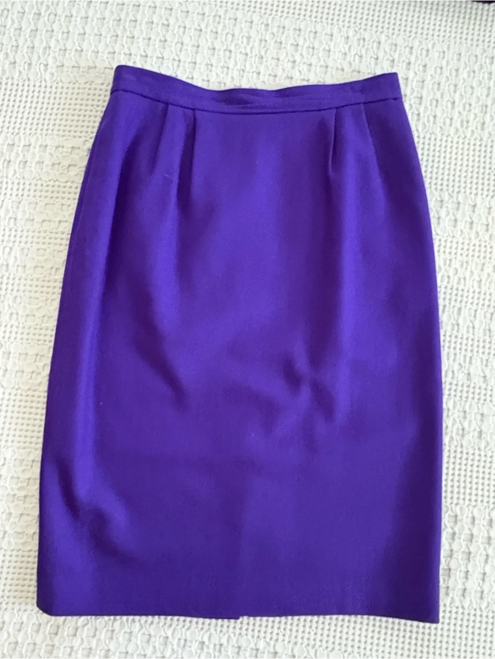 VTG 1980s Oleg Cassini Wool Purple Power Suit Double-Breasted Blazer & Skirt Set